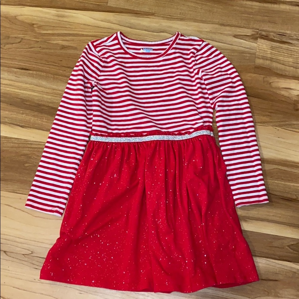 Red stripes and glitter girl dress